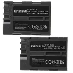 EXTENSILO 2x Akku kompatibel mit Nikon D70s, D80, D90, D900, DSLR D700 Kamera (1900mAh, 7,4V, Li-Ion, Schwarz)