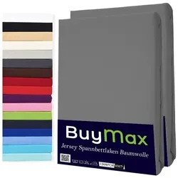 Buymax® Spannbettlaken 160x200 cm Doppelpack – 100% Baumwolle in Anthrazit-Grau - 2er-Set hochwertige Spannbettlaken aus 100% Baumwolle, geeignet für Matratzen bis 25 cm Höhe. Faltenfreier Sitz durch Rundumgummi und pflegeleicht dank geprüfter Qualität. Ideal für komfortables Schlafen.