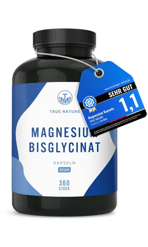 Vegan Magnesium Kapseln - 360 St, Hochwertiges Magnesium Bisglycinat - Nahrungsergänzungsmittel mit hochwertigem Magnesium Bisglycinat, ideal zur Unterstützung der Muskelfunktion und aus deutscher Herstellung.