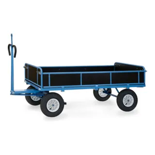 fetra Handpritschenwagen 6456L mit Zugöse - Industrieanhänger & Handpritschenwagen, robustes Baukastensystem aus pulverbeschichtetem Profilstahl, rutschsichere Ladefläche und klappbare Bordwände für flexible Nutzung.