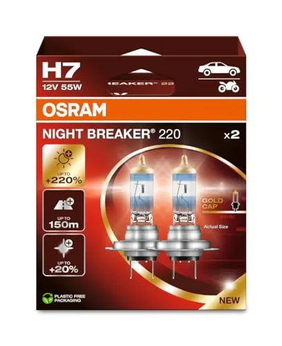 OSRAM NIGHT BREAKER 220 H7 - 220% mehr Helligkeit, für optimale Fahrsicherheit und bessere Sicht bei Nacht