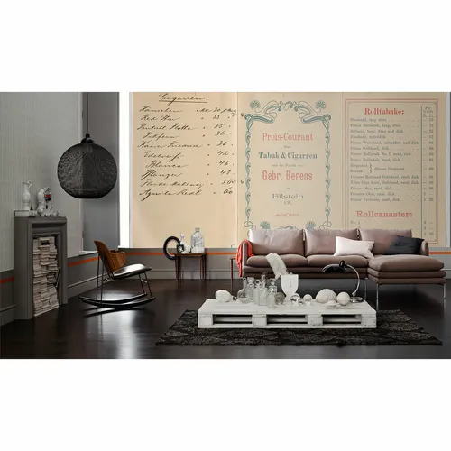 Fototapete Vlies Premium Digitaldruck Tabak Bestellung Flyer beige (22,88€/1qm)
