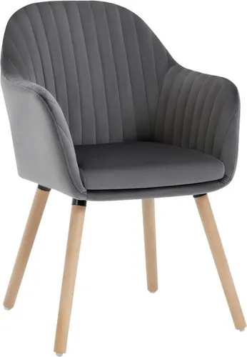 Woltu Esszimmerstuhl mit Armlehne - Eleganter Samtstuhl - Moderner Esszimmerstuhl mit ergonomischer Rückenlehne und weicher Sitzfläche, ideal für hohen Komfort. Robuste Massivholzbeine sorgen für Stabilität und Langlebigkeit. Perfekt für Esszimmer, Küche oder Home Office.