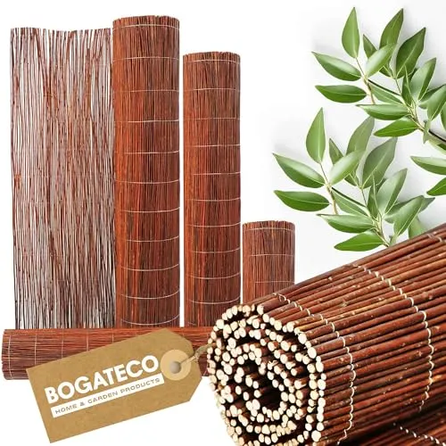 BOGATECO Weidenmatte Sichtschutz Zaun aus Holz – 180 cm hoch & 300 cm lang - Gartensichtschutz, multifunktionale Weidenmatte für Balkon, Terrasse oder Garten. Langlebig und pflegeleicht, aus natürlicher Korbweide ohne chemische Zusätze.
