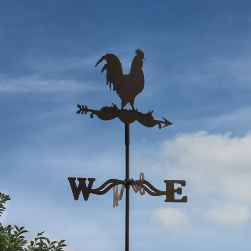 Antikas - Wetterhahn, Wetterfahne mit Erdspieß und Wandbügel, Windspiel für Wand und Boden