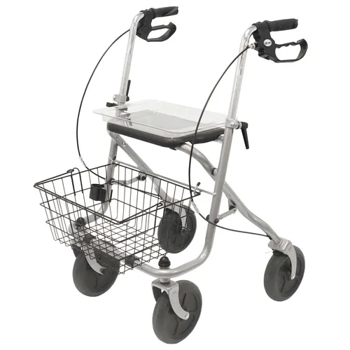 Drive Medical Migo 2G Rollator mit Einhängekorb und Tablett - Gehhilfe für Erwachsene und Senioren, leicht und faltbar, mit Sitz und Ablagefach für mehr Komfort. Ideal für drinnen und draußen, maximale Belastbarkeit 130 kg.
