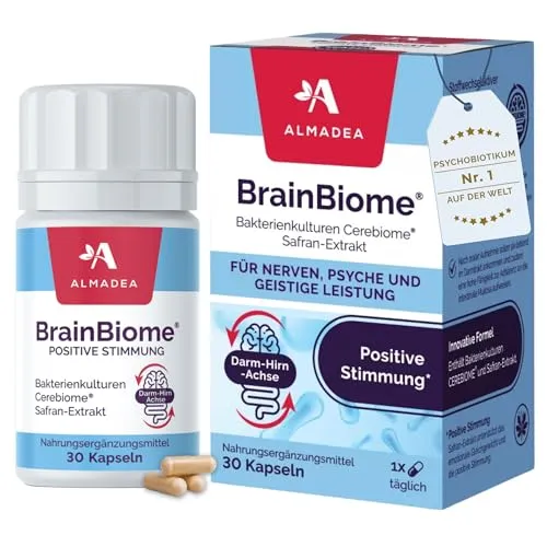 BrainBiome® STRESS RELIEF & MOOD BOOST – Psychobiotikum mit CEREBIOME® - Multivitaminpräparate & Mineralien: Klinisch belegte Wirkung gegen Stress und Angst mit 3 Mrd. KBE und 30 mg Safran für besseres Wohlbefinden und Schlaf.