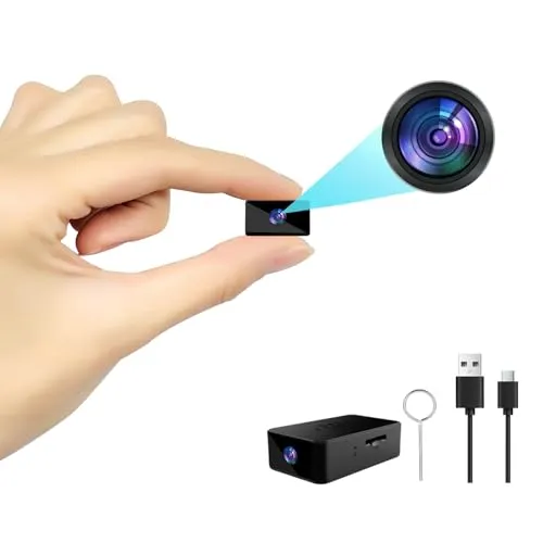 cuoum Mini Kamera 1080P HD - Tragbare Video Kamera mit Akku - Kompakte 1080P HD Mini Kamera ohne WLAN, ideal für einfache Aufnahmen. Mit Ein-Tasten-Bedienung und flexibler Speicheroption für maximale Benutzerfreundlichkeit. Perfekt für Meetings und Familienfeiern.