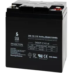 SIGA Phaeton AGM Deep Cycle Akku 28Ah 12V - AGM Deep Cycle Akku für unterbrechungsfreie Stromversorgung, extrem zyklenfest und wartungsfrei mit einer Lebensdauer von über 10 Jahren.