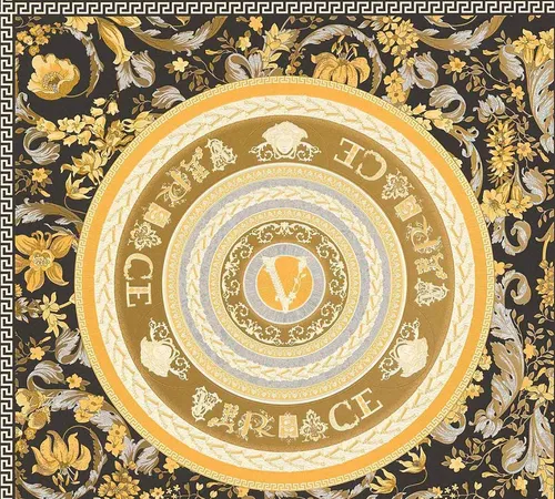 VERSACE WALLPAPER Blumen Tapete Floral 387055 - Designer Vliestapete in Gold, Schwarz und Silber, perfekt für jeden Raum. Hochwertige Qualität, Made in Germany, mit elegantem Glanz und einfachem Rapport für mühelose Verarbeitung.