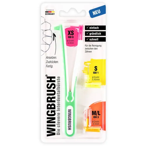 WINGBRUSH Interdentalbürste Starter-Set - Das WINGBRUSH Starter-Set enthält 1 Interdentalhalter und 3 Bürsten für eine gründliche Zahnreinigung. Ideal für die tägliche Mundpflege und entwickelt für einfache Handhabung.