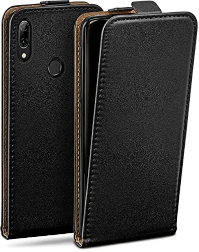 moex Flip Case für Huawei P smart 2019 Hülle klappbar mit 360 Grad Schutz, Handyhülle mit Displayschutz, PU Leder Handytasche Lederhülle, Flip Case Cover Klapphülle, Schwarz