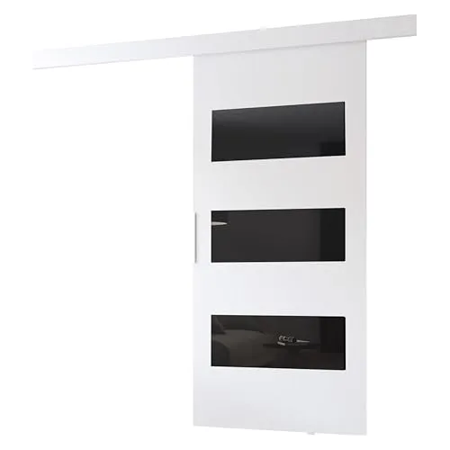 MINIO go for it - Schiebetür Komplettset CLEAN E, 96 cm Breit, Schiebetüren, Wandmontage, Schiebetürsystem, Zimmertüren - Weiss Matt