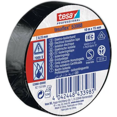 tesa 53988-00000-00 Isolierband tesa Professional Schwarz (L x B) 10 m x 15 mm 1 St.