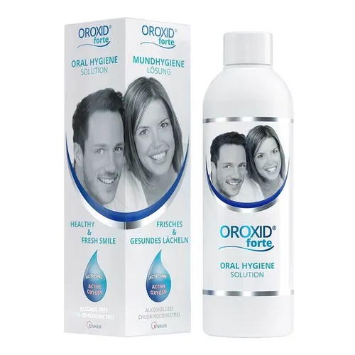 OROXID Forte Mundspüllösung 250 ml - Intensive Mundhygiene - Arzneimittel zur Behandlung von Parodontitis und Zahnfleischentzündungen, basierend auf Aktivsauerstoff für optimale Mundgesundheit.