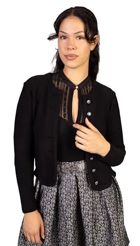 Trachtl Jacke - Elegante Trachtenjacke in Schwarz, 44 - Modische Trachtenstrickjacke mit feinen Details und hochwertigen Knöpfen. Ideal für Frühling und Herbst, sorgt für Komfort und Stil bei jedem Anlass. Perfekt kombinierbar mit Dirndl.