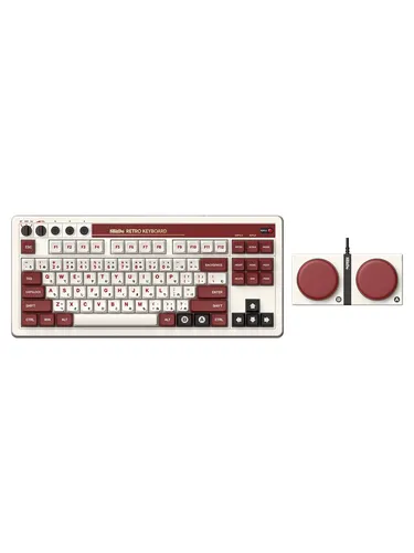 8Bitdo Retro Mechanical Keyboard - Fami Edition - Gaming-Tastatur mit 87 Tasten, Hot-Swap-fähig und dualen programmierbaren Tasten, ideal für Windows und Android Nutzer.