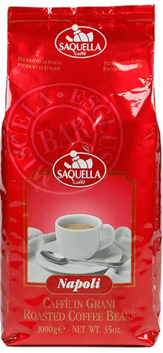 Saquella Napoli Bar 1kg Bohnen - Italienische Kaffeebohnen, Medium Röstung, ideal für Espresso-Liebhaber, ohne künstliche Aromen – perfekter Genuss für zu Hause.