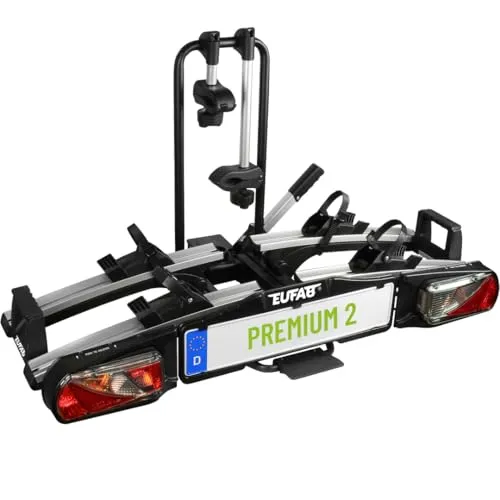 EUFAB 11521 Fahrradträger PREMIUM 2 - E-Bike geeignet, Diebstahlschutz und einfach zu montieren, für 2 Fahrräder mit Schnellverschluss
