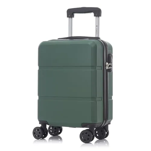 YONSLY Trolley Reisekoffer S, Dunkelgrün - Robuster Handgepäck-Koffer mit 4 leisen 360°-Doppelrollen, sicherem Zahlenschloss und ergonomischem Gummigriff – ideal für stressfreies Reisen.
