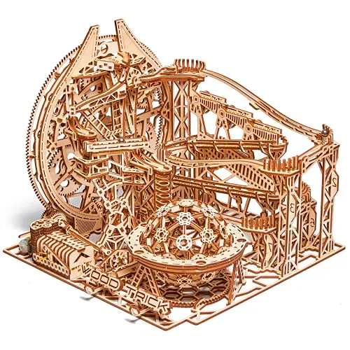 Wood Trick Galaxy Marble Run - Elektrischer Holzpuzzle-Bausatz - 3D-Puzzles für Erwachsene und Kinder aus Naturholz, 678 Teile, elektrisch angetrieben für unendliche Bewegung – das perfekte Geschenk für DIY-Enthusiasten!