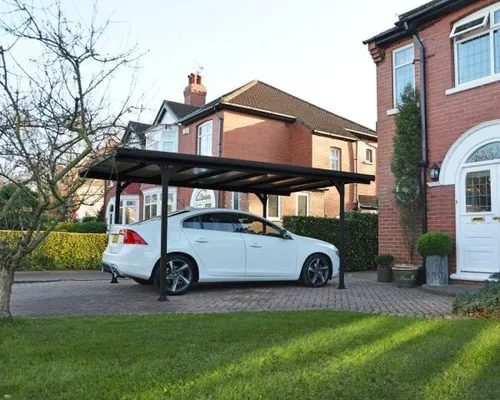Canopia Carport MODENA 5000 - Aluminium schwarz, 504 x 300 cm - Robuster Carport aus pulverbeschichtetem Aluminium mit 6 mm bronzefarbenem Polycarbonat-Dach, idealer Schutz für Ihr Fahrzeug und einfache Selbstmontage.