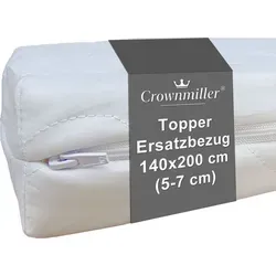 Crownmiller Topperbezug 140x200 cm - Matratzenauflagen, pflegeleichter Mikrofaserbezug mit 3-seitigem Reißverschluss, waschbar bis 60°C für optimale Schlafhygiene und einfache Handhabung.