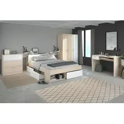 Jugendzimmer-Set PARISOT "Most", weiß - Modernes Jugendzimmer-Set mit Funktionsbett, Kleiderschrank und Schreibtisch. Pflegeleichte Oberfläche und cleverer Stauraum durch Schubkästen und Regale.