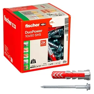 fischer DuoPower 10x50 S 2K 535461 Dübel mit Schrauben Ø 10 mm x 50 mm, 25 St. mit Prämie nach Registrierung