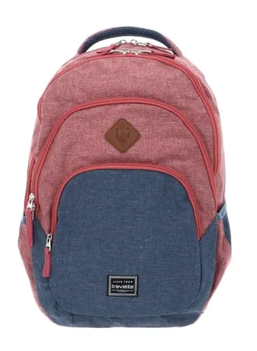 travelite Rucksack Basic - Red / Marine - Rucksacktasche mit 22 l Volumen, aus robustem 100% Polyester, ideal für den Alltag oder Reisen, leicht und stylish im casual Design.