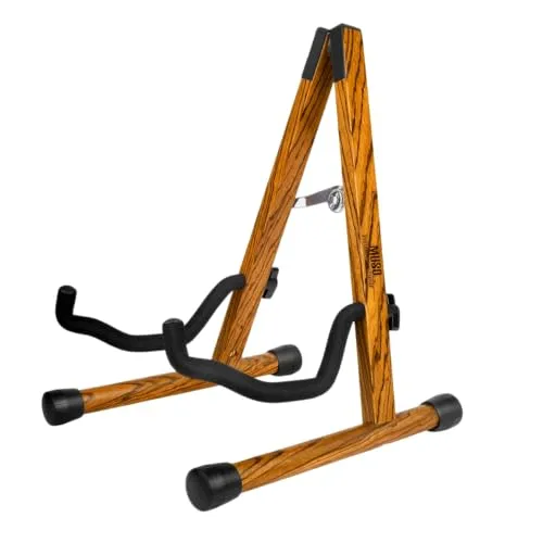 MUSO Gitarrenständer, Akustikgitarrenständer, Holz, klassischer E-Gitarrenständer, faltbarer Bassgitarrenständer, Gitarrenzubehör auch für Bass, Violine, Ukulele (Zebra)