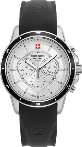 Swiss Alpine Military Douglas Chrono SAM7089.9832 Herrenuhr - Armbanduhren mit Schweizer Quarzwerk, 10 ATM wasserdicht und Stoppfunktion. Elegantes Design mit Leuchtzeigern und robustem Silikonarmband.