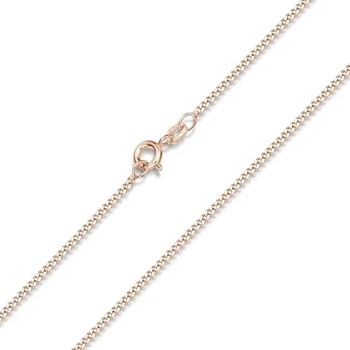 MATERIA Damen Kette 925 Silber rosevergoldet - Elegante Panzerkette 60cm - Hochwertige Damen Kette aus rosé vergoldetem 925 Sterling Silber im flachen Panzerketten Design, ideal als Geschenk oder zum stilvollen Tragen.