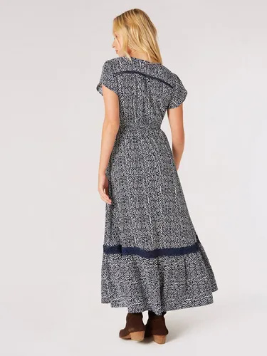Apricot Maxikleid Damen Viskose blau gemustert, 34 785174-0002-00340