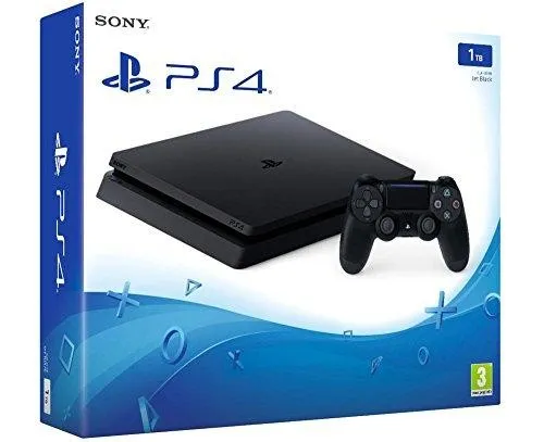 PlayStation 4 Slim 1 TB Schwarz - Kompakte Gaming-Power - Konsolen mit 1 TB Speicher, HDR-Grafik und PlayStation VR Ready für ein einzigartiges Spielerlebnis. Erlebe die besten Spiele und teile deine Abenteuer mit Freunden!