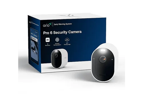 Arlo Pro 6 Überwachungskamera Aussen WLAN, Kabellos, 2K+HDR, Farb-Nachtsicht - Erleben Sie hochauflösende 2K+ HDR-Videoqualität mit Farb-Nachtsicht und einem 160° Blickwinkel. Ideal für die Sicherheit Ihres Grundstücks, ohne monatliche Gebühren dank der kostenlosen Testphase von Arlo Secure.