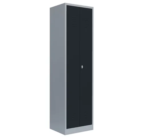 Steelboxx Mehrzweckschrank 2 Abteile 180x50x50cm - Hochschrank mit 2 Abteilen, komplett verschweißt und montiert. Ideal für Umkleiden und Werkstätten, bietet optimale Organisation mit Fachböden und Kleiderstange.