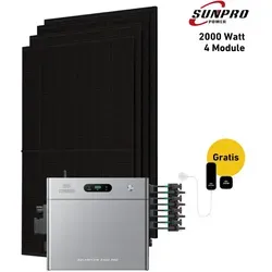 Balkonkraftwerk 2000 Watt - Bifazial Komplettset mit Zendure Solarflow 2400 Pro - Effizientes Balkonkraftwerk mit 2000 W und bifazialen Solarmodulen im eleganten Full-Black-Design. Inklusive Stromspeicher mit 2,4 kWh Kapazität und integrierter Wechselrichter für nachhaltige Energie.