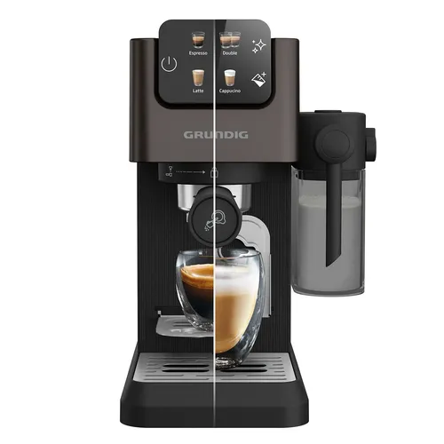 Grundig KSM 6430 Siebträger Kaffeevollautomat - Dark Schwarz, intuitives Touch-Display und vorprogrammierte Auswahl für 4 Kaffeespezialitäten