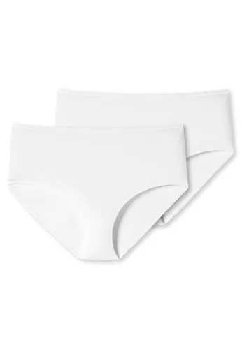Schiesser Damen Slip Midi 2er Pack Doppelpack 95/5-175996, Größe Damen:48, Farbe:Weiss