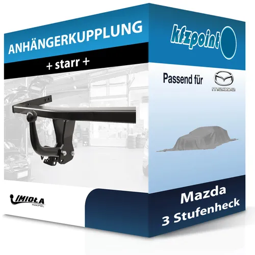 Imiola Hak-Pol Anhängerkupplung für Mazda 3 (2003-2009) - Starr und ohne TÜV-Eintragung, ideal für hohe Anhängelasten bis 1765 kg, perfekt für Mazda 3 Stufenheck, inklusive Montagezubehör und Anleitung.