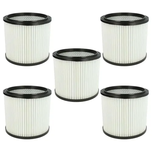 vhbw 5x Faltenfilter kompatibel mit Parkside PNTS 1300(A1), PNTS 1300 Staubsauger - Patronenfilter, Weiß