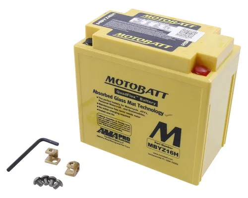 MOTOBATT MBYZ16H 16,5Ah Batterie für HONDA TRX500FE - Wartungsfreie AGM-Batterie mit 16,5 Ah, ideal für verschiedene Krafträder. Rüttelfest und universell kompatibel, sorgt für zuverlässige Leistung.
