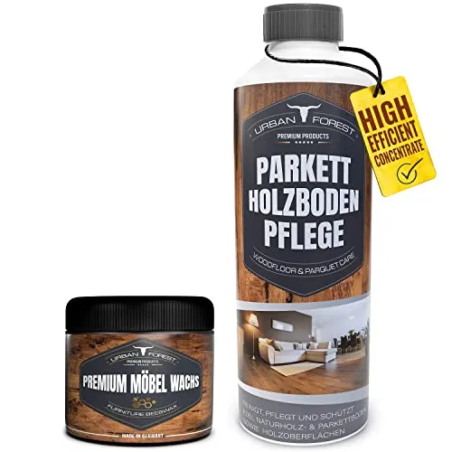 SPARSET Premium Holzwachs farblos + Holz Bodenreiniger für Parkett & Bodenpflege | Profi Holz-Pflege von URBAN FOREST | MADE IN GERMANY