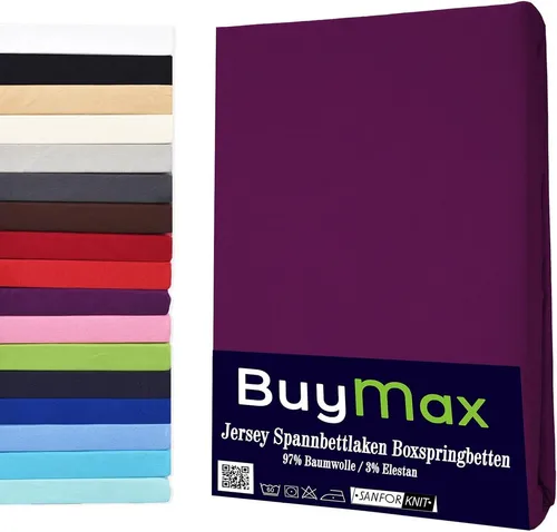 Buymax Spannbettlaken für Boxspringbetten – Jersey, 40 cm Steghöhe - Hochwertiges Spannbettlaken aus 97% Baumwolle und 3% Elasthan. Mit Rundumgummi für perfekten Sitz, geeignet für Matratzen bis 35 cm Höhe. Pflegeleicht und atmungsaktiv für besten Schlafkomfort.