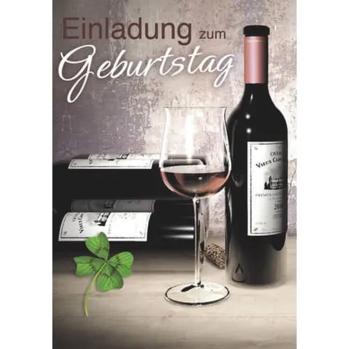 Einladung Geburtstag Weinflasche 5 Stück KOMMA³ 51-003 (4057319510030)