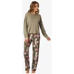 Schiesser Damen Schlafanzug lang Interlock - Modern Nightwear - Bequemer Damen Schlafanzug aus hochwertigem Interlock-Material, ideal für entspannte Nächte. Zeitloses Design und angenehmer Tragekomfort für erholsame Stunden.