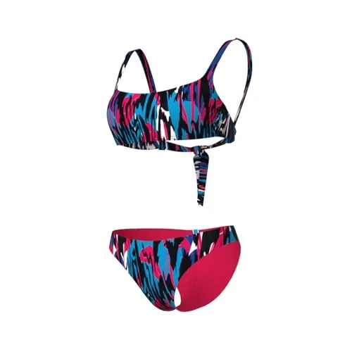 arena Water Prints Damenbikini, Badeanzug aus Elastischem Recyclingstoff, Schnelltrocknend, Strand- und Schwimmbad-Badeanzug für Damen, Damenbadeanzug mit Herausnehmbaren Cups und Top mit Bändern