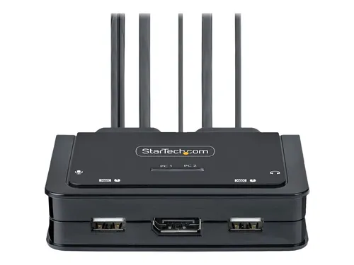StarTech.com 2-Port USB-C KVM Switch mit 4K 60Hz - KVM-Switch für USB Typ-C Notebooks, teilt Tastatur, Maus und 4K Bildschirm; einfaches Umschalten per Druckknopf oder Hotkey, ideal für IT-Profis und Home-Office.