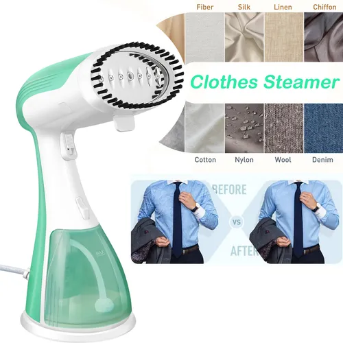 LEBENLANG Steamer Dampfglätter TESTSIEGER - 1500W, 300ml Tank für 15 Minuten Laufzeit, inkl. Bügelhandschuh und Aufsätze für perfekte Ergebnisse